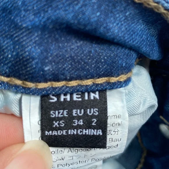 SHEIN Essnce Ladder Distressed Raw hem Skinny Jeans denim women’s size XS (2) - Picture 4 of 8